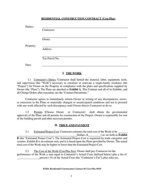 Free Printable Construction Contract Templates [PDF & Word] Sample