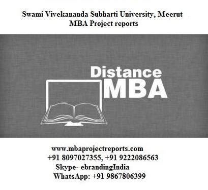Swami Vivekananda Subharti University, Meerut MBA Project Re In Mira ...