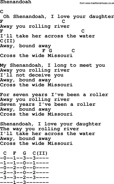 Shenandoah Original Lyrics at Virginia Morgan blog