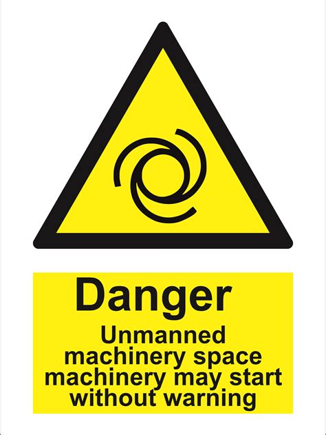 hazard sign - Warning unmanned machinery space | Products | Traconed
