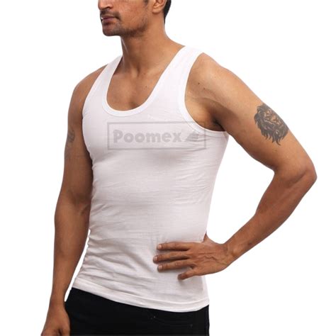 Poomex Men’s White Premium Cotton Vest – Half Sleeve & Sleeveless Opti ...