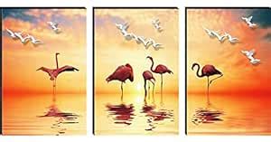 SAF paintings Set Of 3 Crane Bird MDF Self Installation Digital Reprint ...