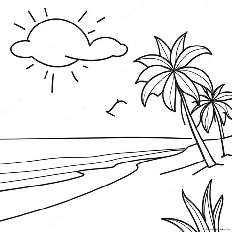 Beach Sunset Coloring Page (14540-11440)