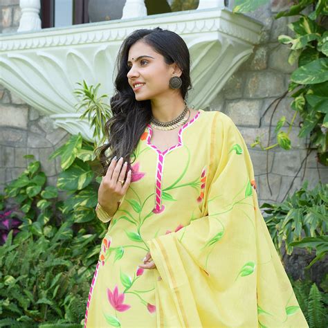 Tea Green Hand Painted Straight Suit Set