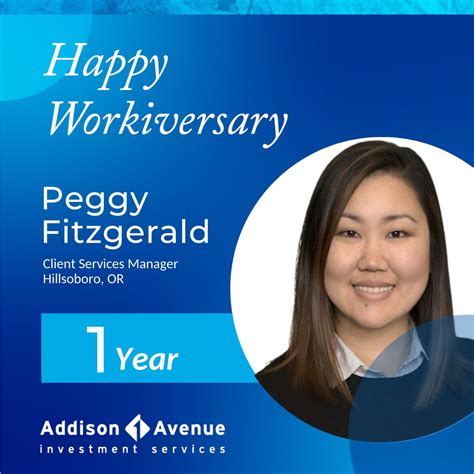Happy 1-year Workiversary to Peggy Fitzgerald! | Addison Avenue ...