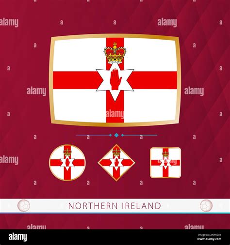 Set of Northern Ireland flags with gold frame for use at sporting ...