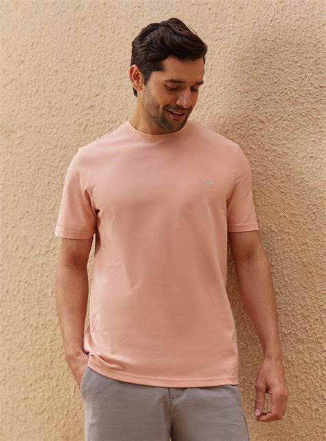 Buy Salmon Pique Crew | Casual Pink Solid Crew for Men Online | Andamen