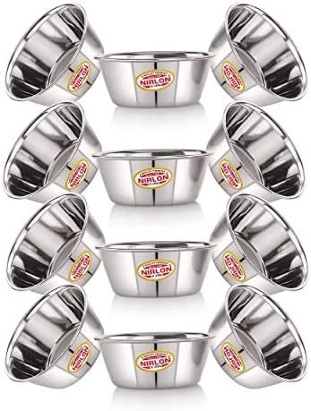 Buy NIRLON Stainless Steel Solid Bowl Set/Wati Set of 12, 200ml Online ...