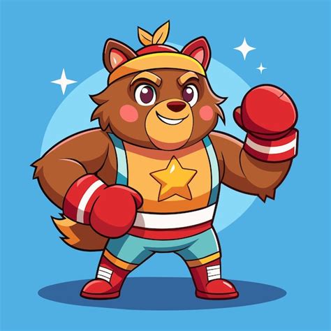 A cartoon character with a red belt and a gold star on his chest ...