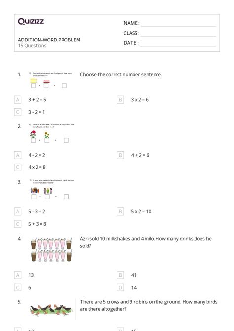 50+ Two-Digit Addition Word Problems worksheets for Kindergarten on ...