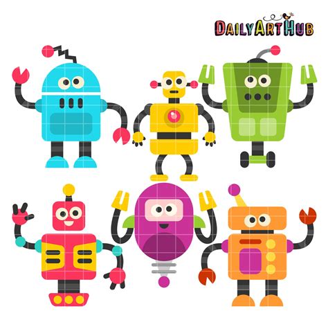 Funny Robots Clip Art Set - Daily Art Hub // Graphics, Alphabets & SVG