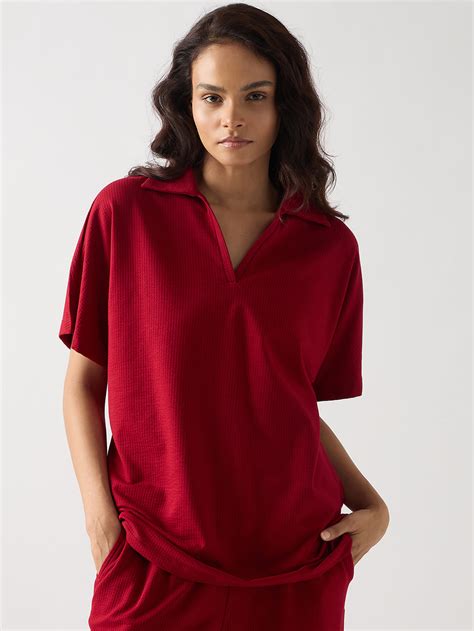 Red Seersucker Cotton Knit T- Shirt