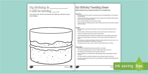 My Birthday Worksheet With Teacher Ideas For Pre-Foundation