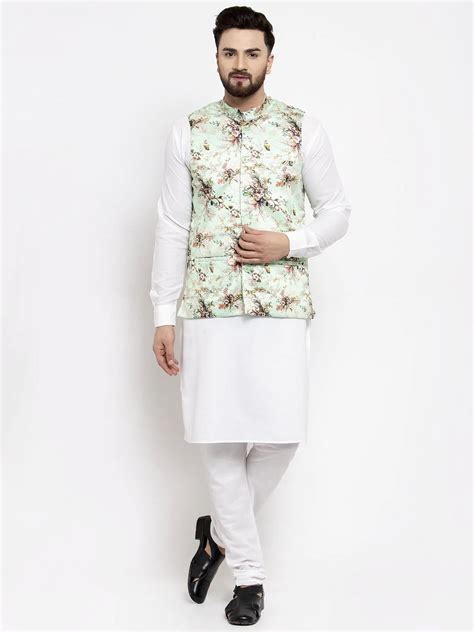 Jompers Men's Solid Cotton Kurta Pajama with Printed Waistcoat ( JOKP ...