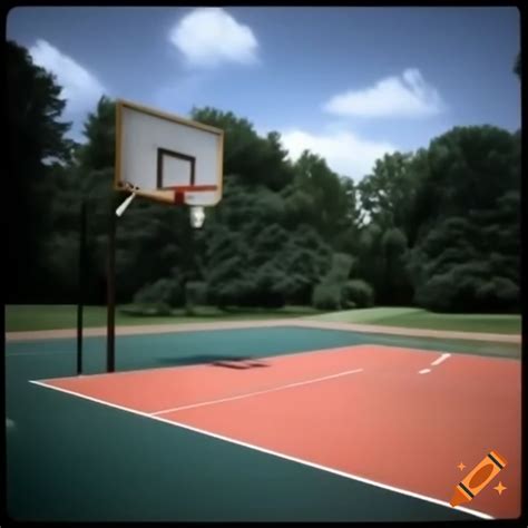 Basketball court located in a park setting on Craiyon