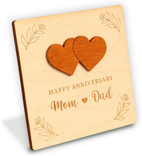 Amazon.com : WOODAMORE Happy Anniversary Card for Parents - Wood ...