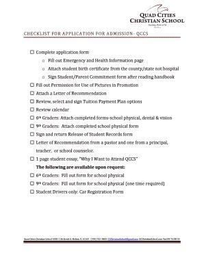 Fillable Online qcchristianschool O Sign StudentParent Commitment form ...