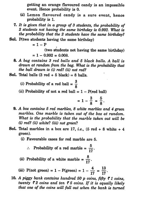 Image result for Probability Class 10 Exercise