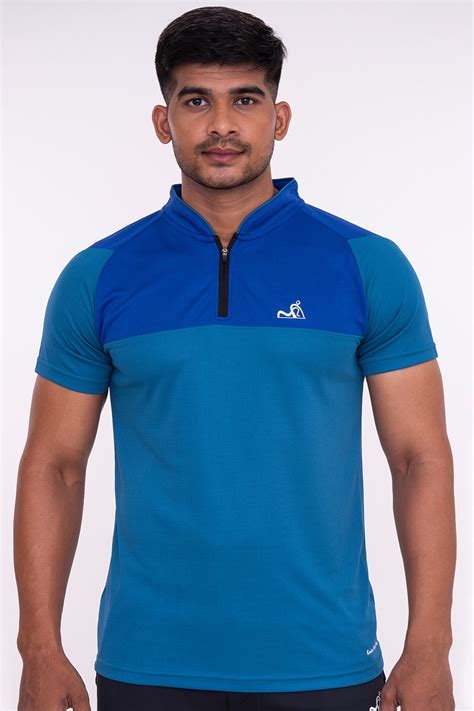 Stand Neck Semi Collar T-Shirts Firozi Royal Blue – Cruisemax Sports