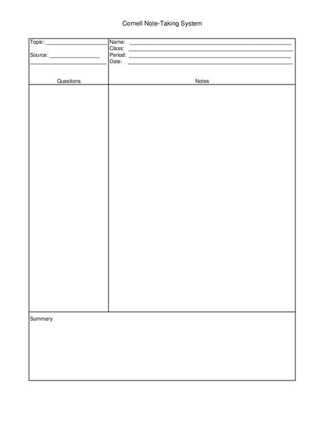 Image result for Cornell Note Taking Example
