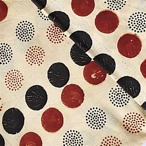 Pure Cotton Ajrak Cream With Red And Black Two Different Type Of Circl ...