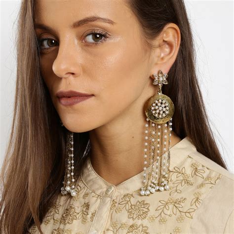 Buy Fida Gold Fringe Drop Earrings Online
