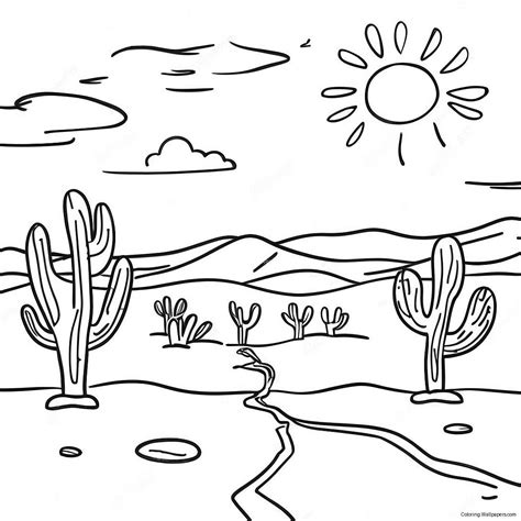 Simple Desert Landscape Coloring Page (19392-15301)