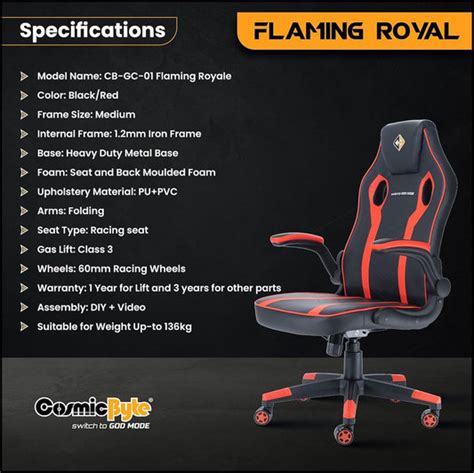 Buy COSMIC BYTE CB-GC-01 Flaming Royale Gaming Chair | Elitehubs.com ...