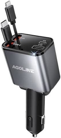 Retractable Car Charger, 4 in 1 Fast Charger with 2ft Retractable ...