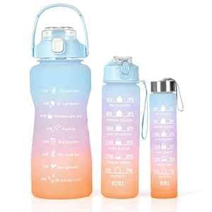 Set of 3 Motivational Water Bottle 2000ML, 900ML, 300ML with ...
