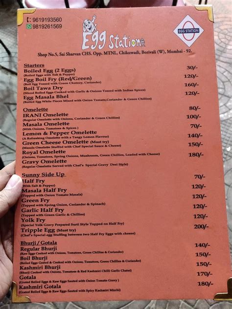 Menu at Egg Station, Mumbai, Shop No.4 & 5