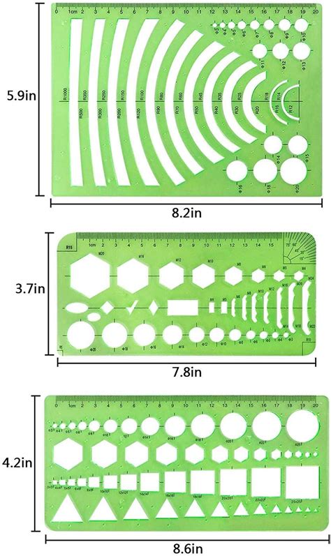 Buy Onwon 10 Pieces Drawings Templates Stencils Measuring Templates ...