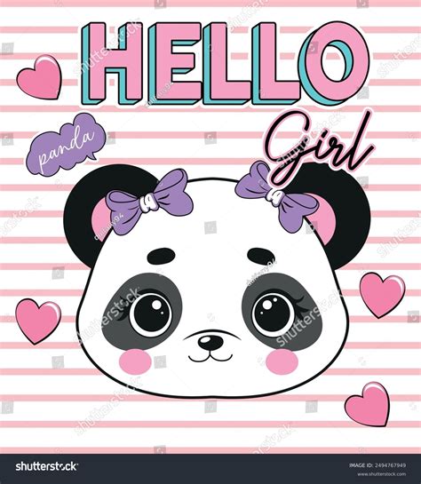 Hello Panda Cute Girl Love Stock Vector (Royalty Free) 2494767949 ...