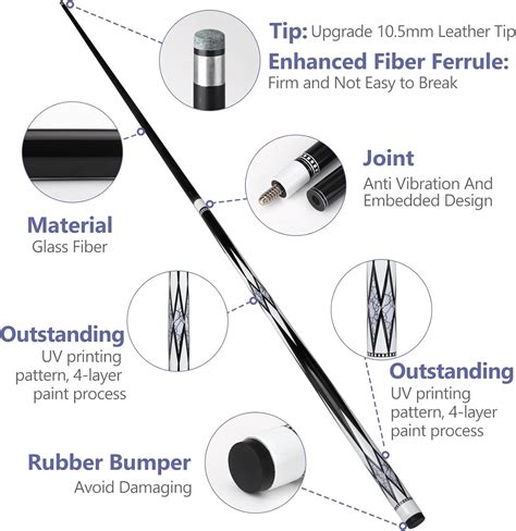 Oztwel 10.5mm Glass Fiber Pool Cue Stick with Case, 58 Inch India | Ubuy