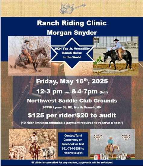 NWSC Ranch Riding Clinic with Morgan Snyder- clinic is full, 26950 ...