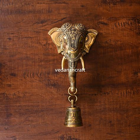 Brass Ganesha With Bell Wall Hanging (12 Inch) – Vedansh Craft