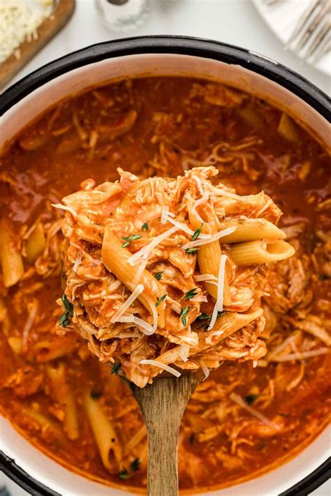 One Pot Shredded Chicken Pasta (w/ Rotisserie Chicken) - Borrowed Bites