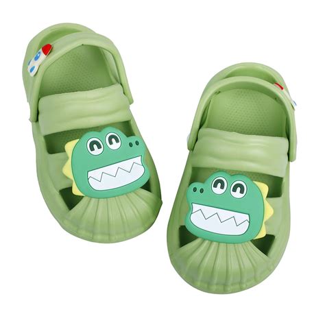 BabyMoo Crocodile Applique Waterproof Anti Skid Sling Back Clogs Green ...