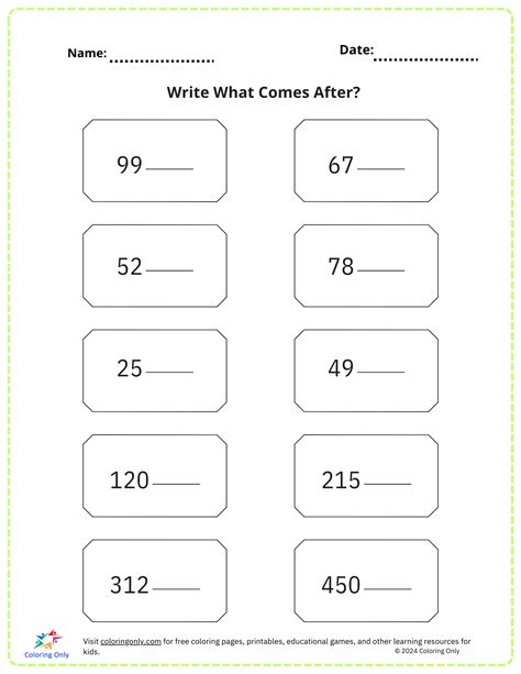 Write What Comes After?. Free Printable Worksheet