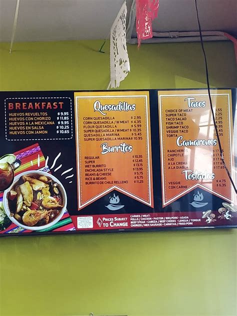 Menu at Los Cuates Taqueria restaurant, San Francisco