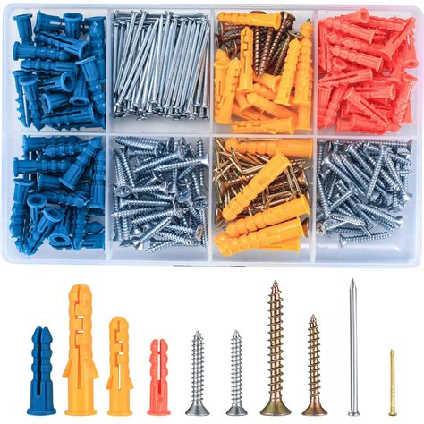 Buy 360 Pcs Assorted Plasterboard Screws Nails and Wall Plugs ...