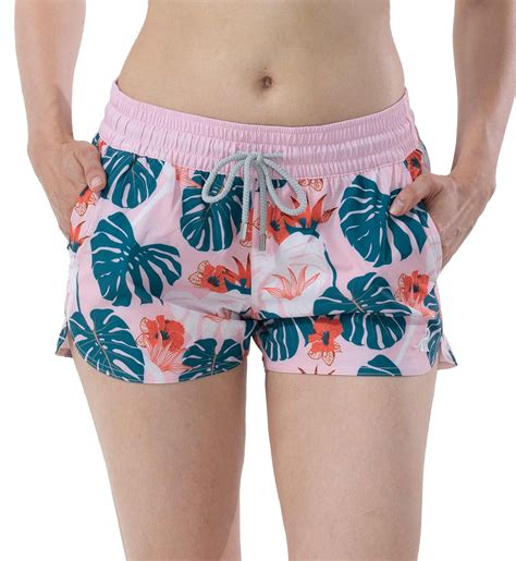 SURF CUZ Women's Swim Shorts 4 Way Stretch Swimsuit Bottoms Beach Board ...