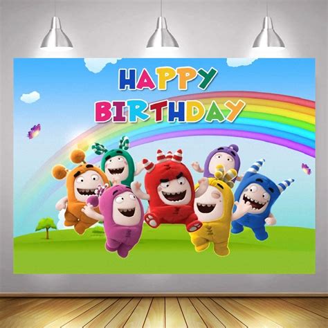 Cartoon Oddbods Backdrop Banner Oddbods Birthday Party Decorations ...