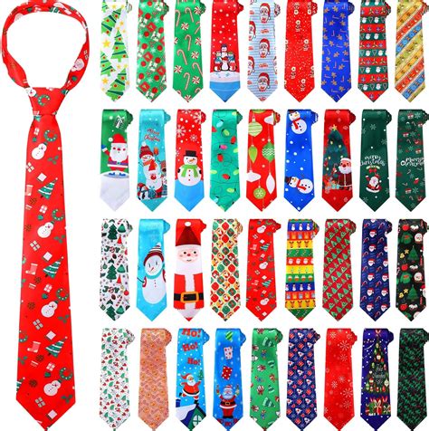 Amazon.com: Suhine 36 Pcs Christmas Ties Bulk One off Xmas Necktie ...