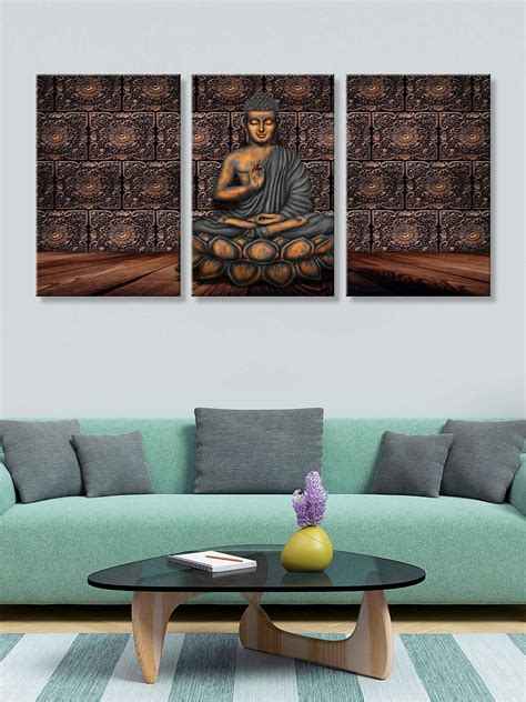 999STORE printed golden grey buddha wall arts buddha wall painting ...