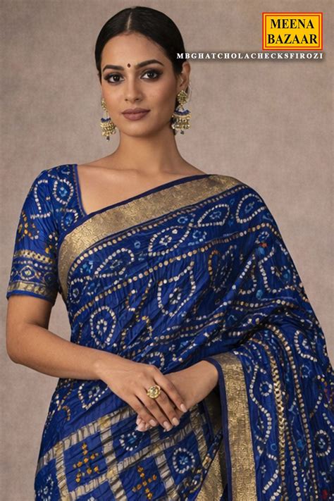 Firozi Satin Bandhani Saree – Meena Bazaar