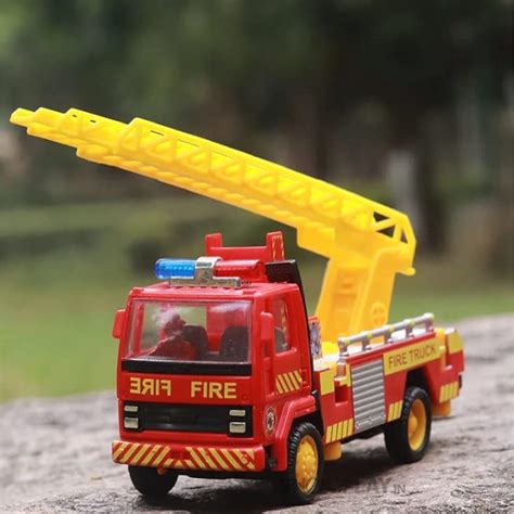 Buy Sheel Kid Fire Truck Toy With Openable Ladder, Pull Back Action ...