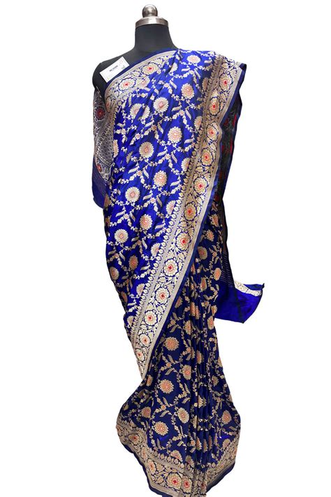 Nita Ambani Royal Blue Handloom Katan Silk Banarasi Saree – Mohsin Textiles