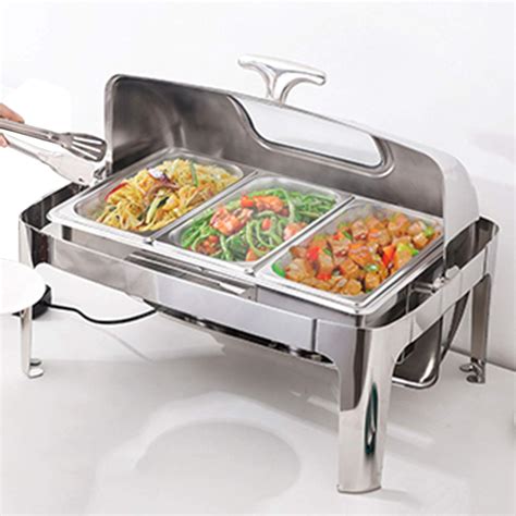 DBMGB Electric Food Warmers for Parties - Stainless Steel Chafing Dish Set with Visible Lid, 13L ...