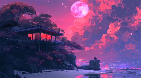 Anime Sunset 4K Aesthetic Digital